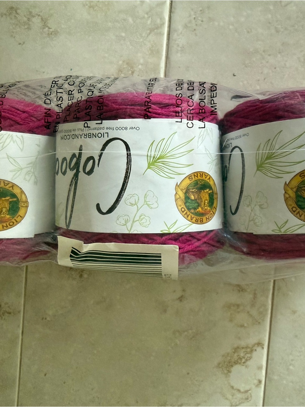 Lion Brand Coboo yarn - 3 Skeins Magenta
